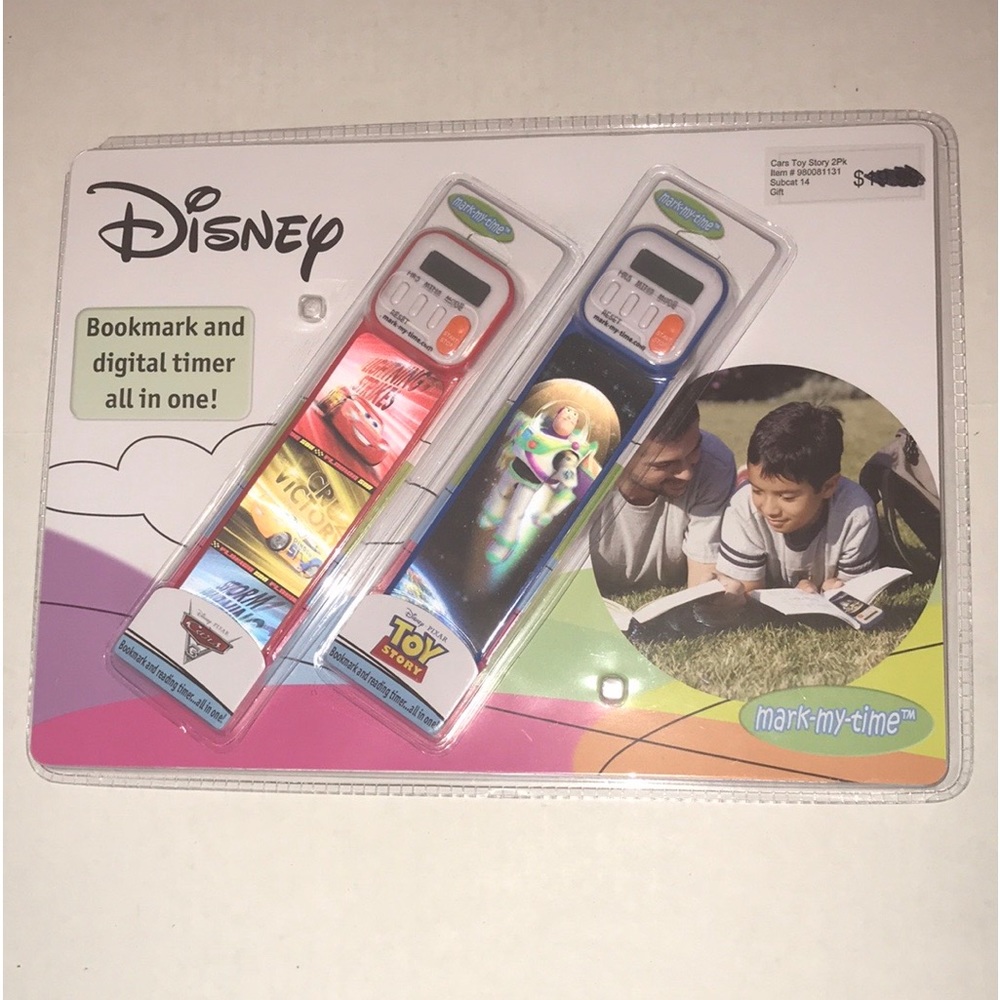 Disney Toy Story & Cars Mark My Time Bookmark & Digital Timer 2 Pack NEW